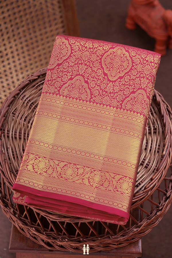Kanchipuram Silk Saree In Dark Pink With Brocade Design