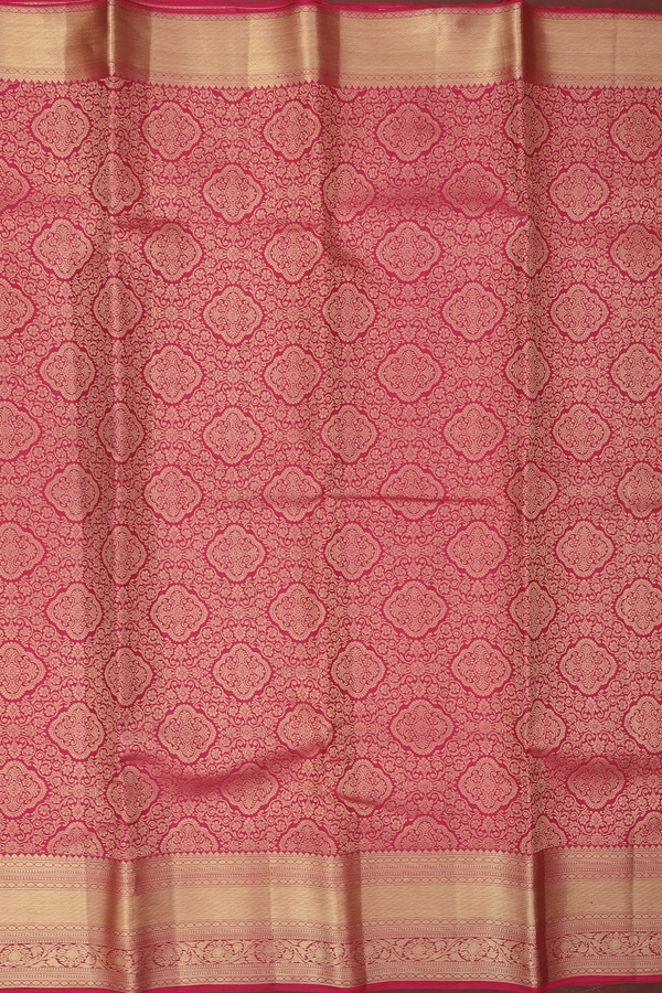 Kanchipuram Silk Saree In Dark Pink With Brocade Design