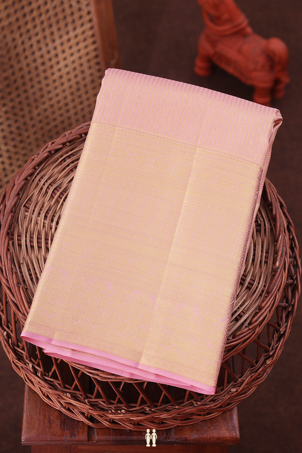 Kanchipuram Silk Saree In Light Pink With Brocade Design