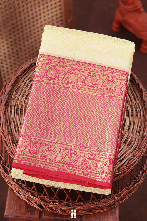 Kanchipuram Silk Saree In White With Brocade Design