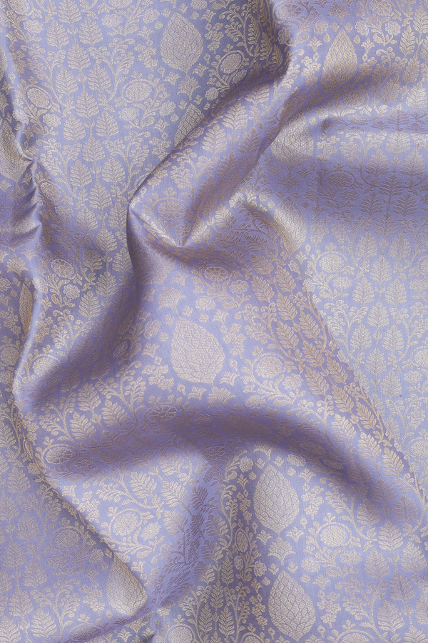 Kanchipuram Silk Saree In Grey With Brocade Design
