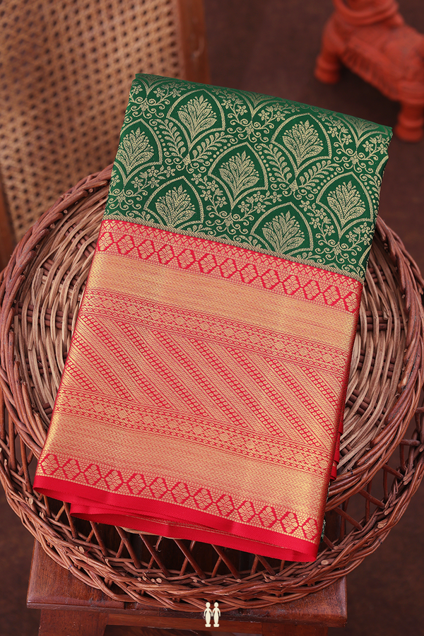 Kanchipuram Silk Saree In Green With Brocade Design