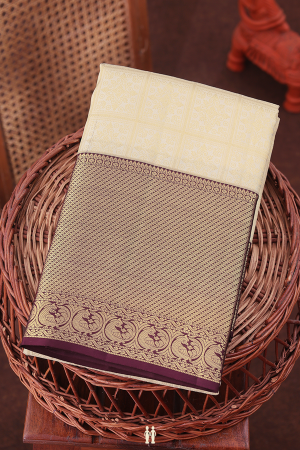 Kanchipuram Silk Saree In Off White With Brocade Design