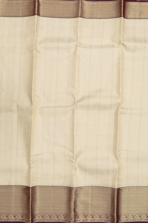 Kanchipuram Silk Saree In Off White With Brocade Design