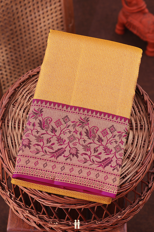 Kanchipuram Silk Saree In Yellow With Brocade Design