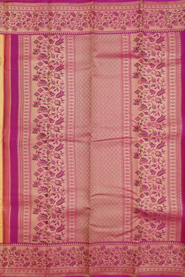 Kanchipuram Silk Saree In Yellow With Brocade Design
