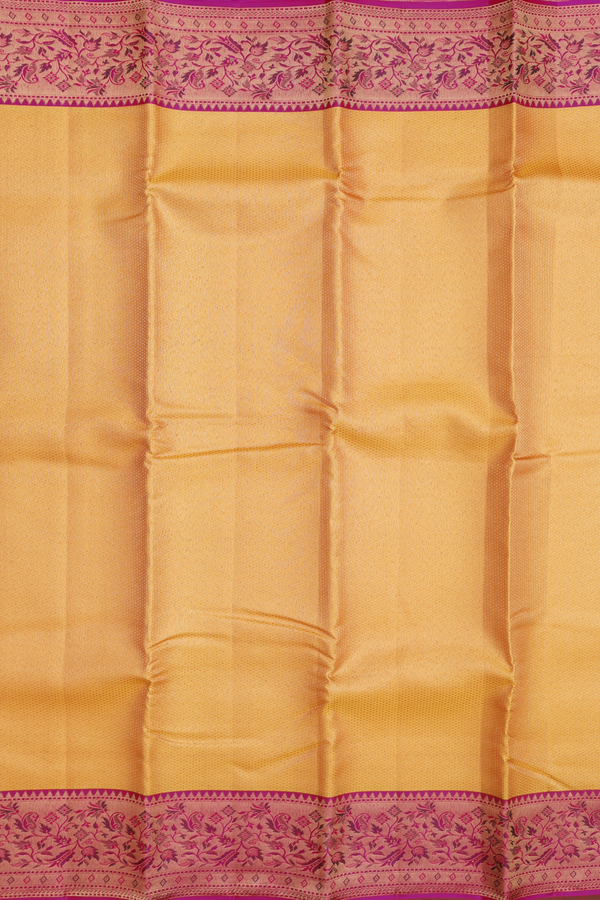 Kanchipuram Silk Saree In Yellow With Brocade Design