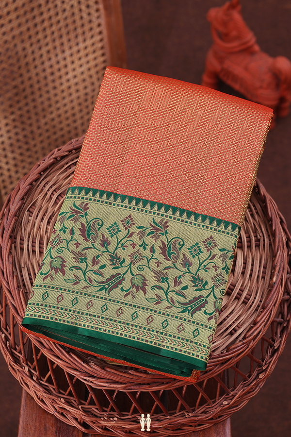 Kanchipuram Silk Saree In Red With Brocade Design