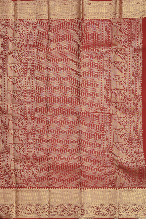 Kanchipuram Silk Saree In Red With Floral Design