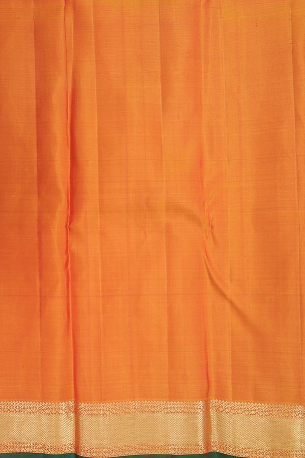 Kanchipuram Silk Saree In Orange With Jacquard Design