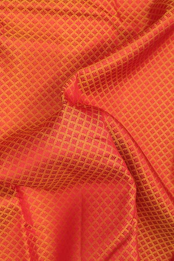 Kanchipuram Silk Saree In Orange With Jacquard Design