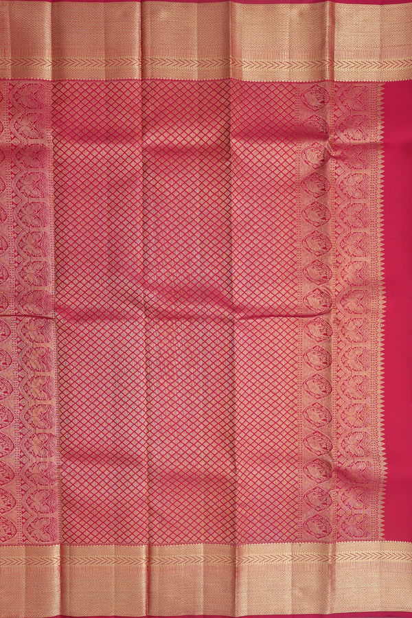 Kanchipuram Silk Saree In Scarlet Red With Jacquard Pattern