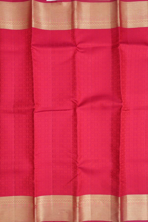 Kanchipuram Silk Saree In Scarlet Red With Jacquard Pattern