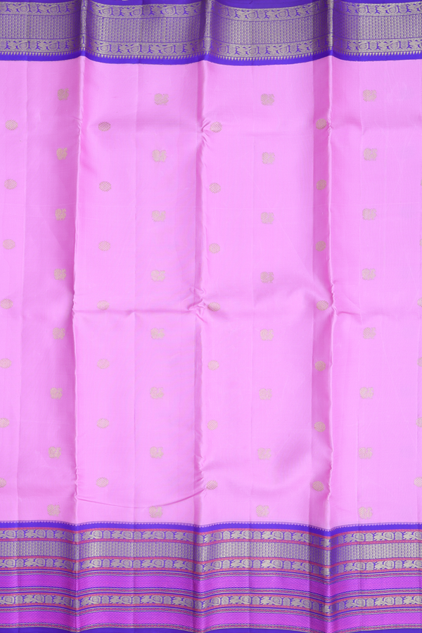 Kanchipuram Silk Saree In Pink With Peacock Buttas