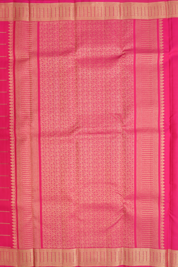 Kanchipuram Silk Saree In Rani Pink With Checks Design