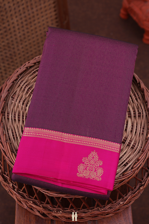 Kanchipuram Silk Saree In Plum Purple With Stripes Design
