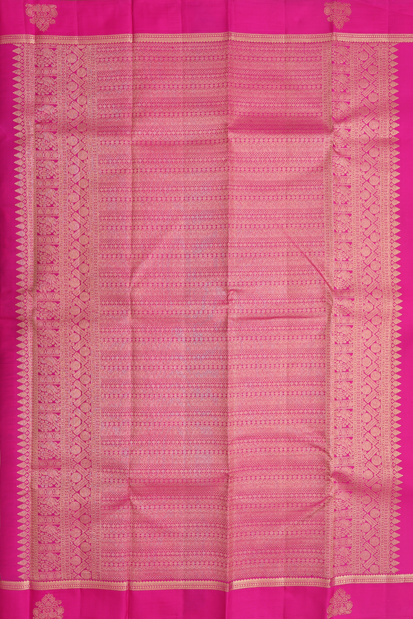 Kanchipuram Silk Saree In Plum Purple With Stripes Design
