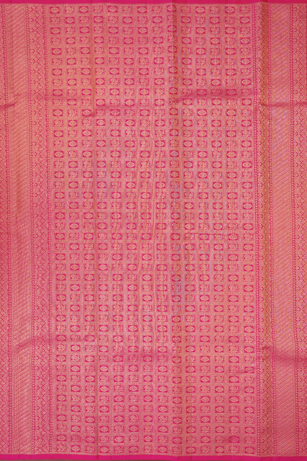 Kanchipuram Silk Saree In Dark Pink With Temple Border