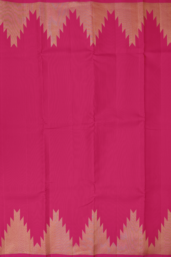 Kanchipuram Silk Saree In Dark Pink With Temple Border