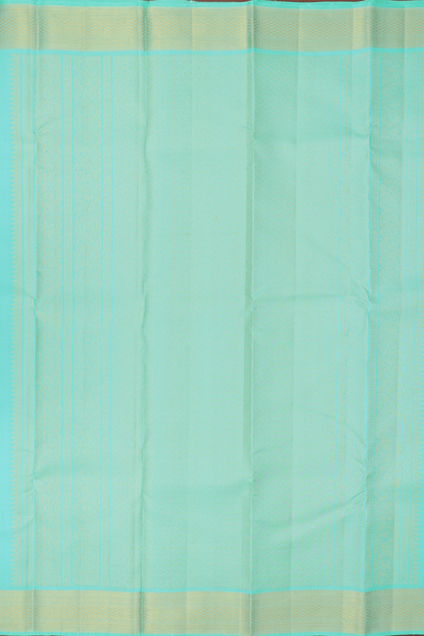 Kanchipuram Silk Saree In Tiffany Blue With Peacock Buttas