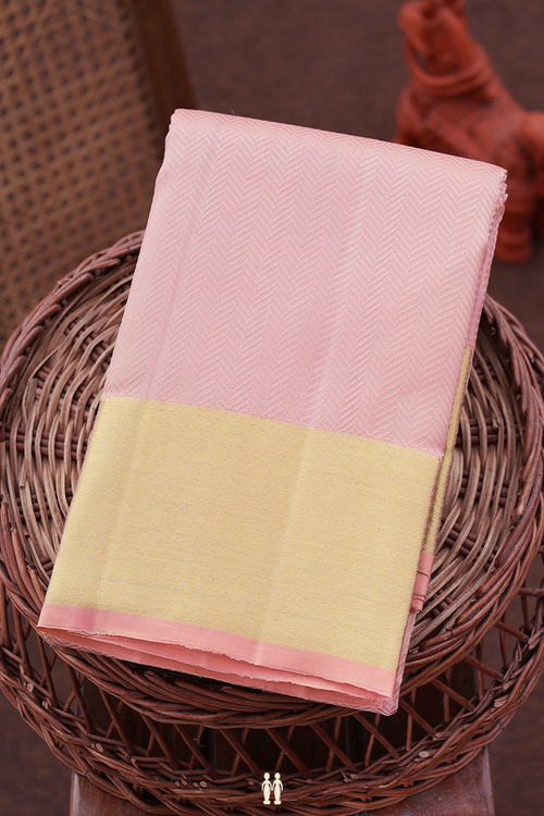 Kanchipuram Silk Saree In Light Pink With Jacquard Pattern