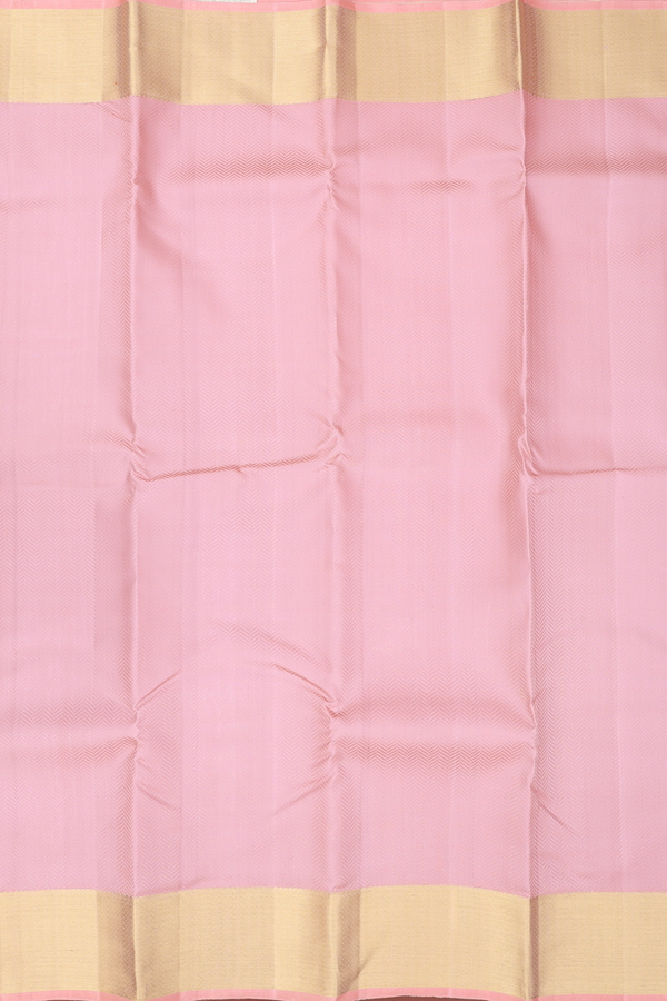 Kanchipuram Silk Saree In Light Pink With Jacquard Pattern