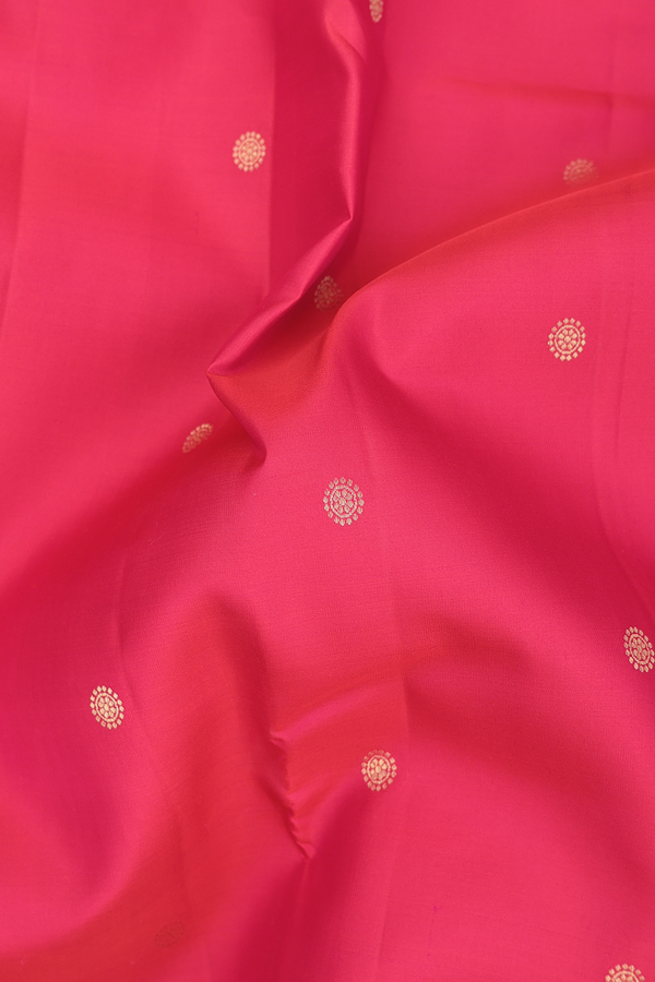 Kanchipuram Silk Saree In Reddish Pink With Chakram Buttas