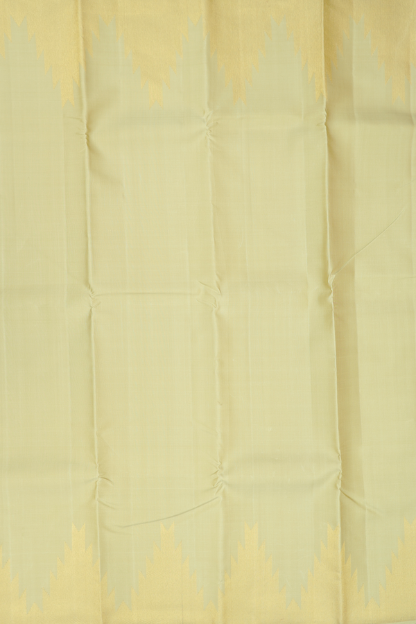 Kanchipuram Silk Saree In Sage Green With Temple Border