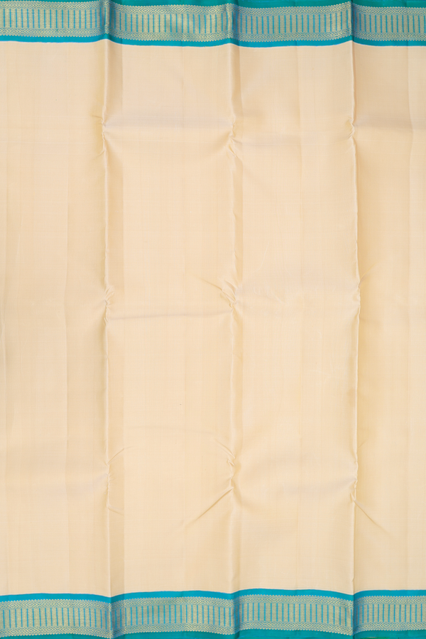 Kanchipuram Silk Saree In Cream Color With Contrast Border