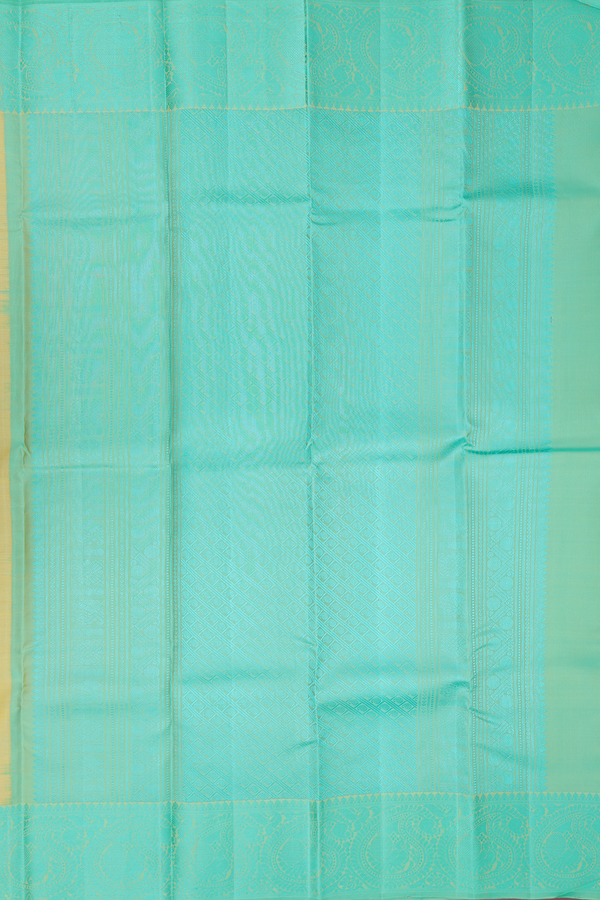 Kanchipuram Silk Saree In Saffron Yellow With Chakram Buttas