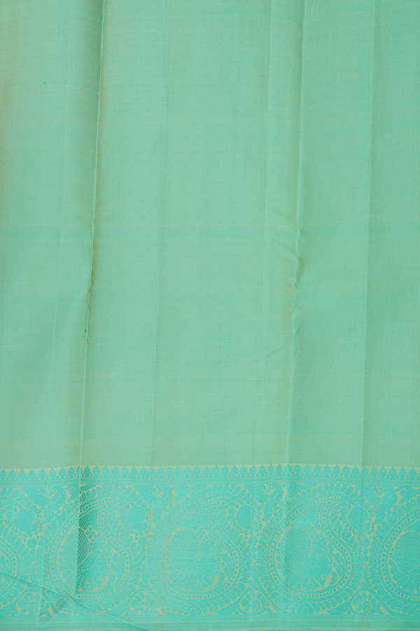 Kanchipuram Silk Saree In Saffron Yellow With Chakram Buttas