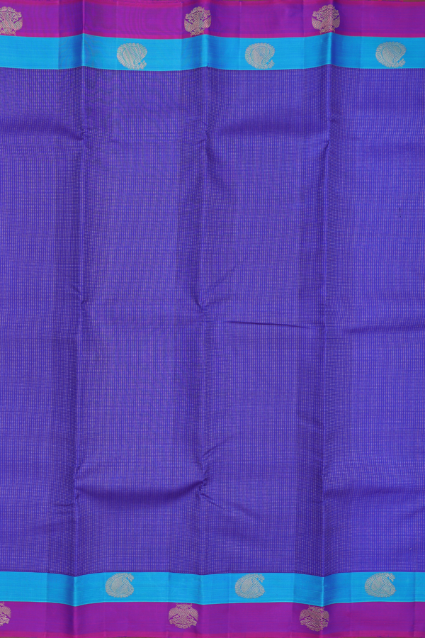 Kanchipuram Silk Saree In Royal Blue With Stripes Design