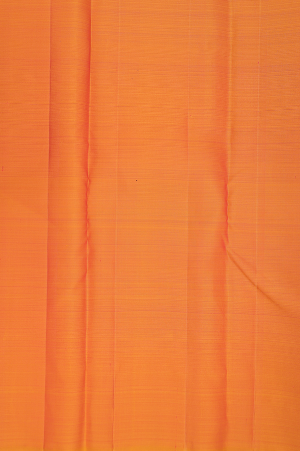 Kanchipuram Silk Saree In Orange With Zari Buttas