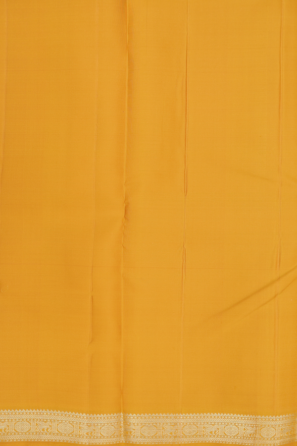 Kanchipuram Silk Saree In Saffron Yellow With Circle Motifs