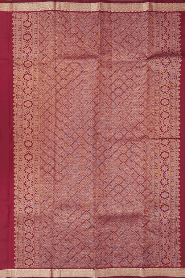 Kanchipuram Silk Saree In Maroon With Peacock Motifs
