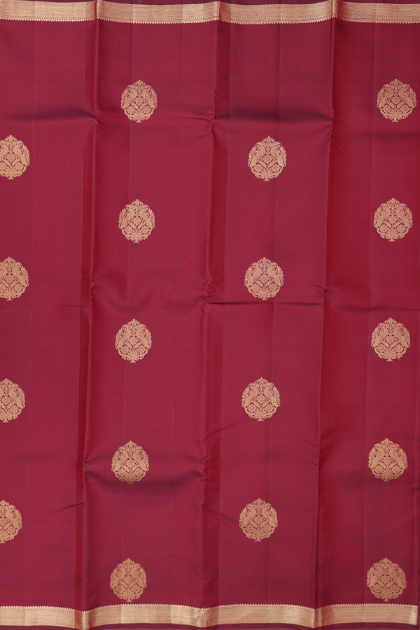 Kanchipuram Silk Saree In Maroon With Peacock Motifs