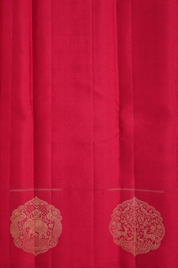 Kanchipuram Silk Saree In Yellow With Checks Design