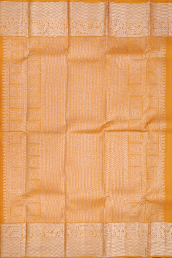 Kanchipuram Silk Saree In Yellow With Zari Motifs