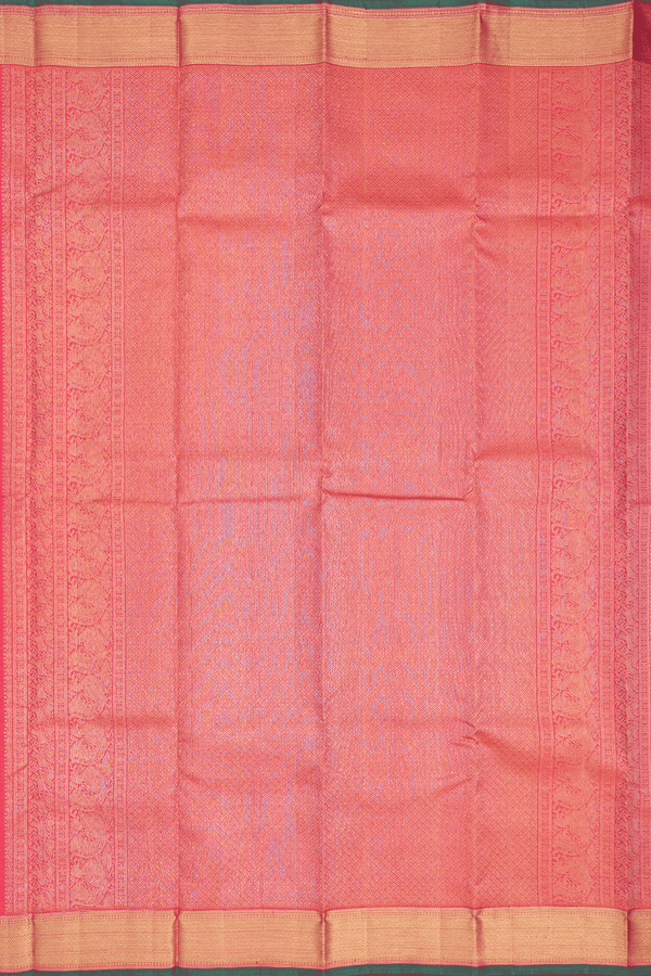 Kanchipuram Silk Saree In Coral Pink With Floral Buttas
