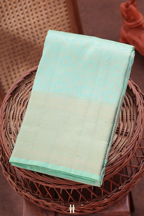 Kanchipuram Silk Saree In Seafoam Green With Brocade Design