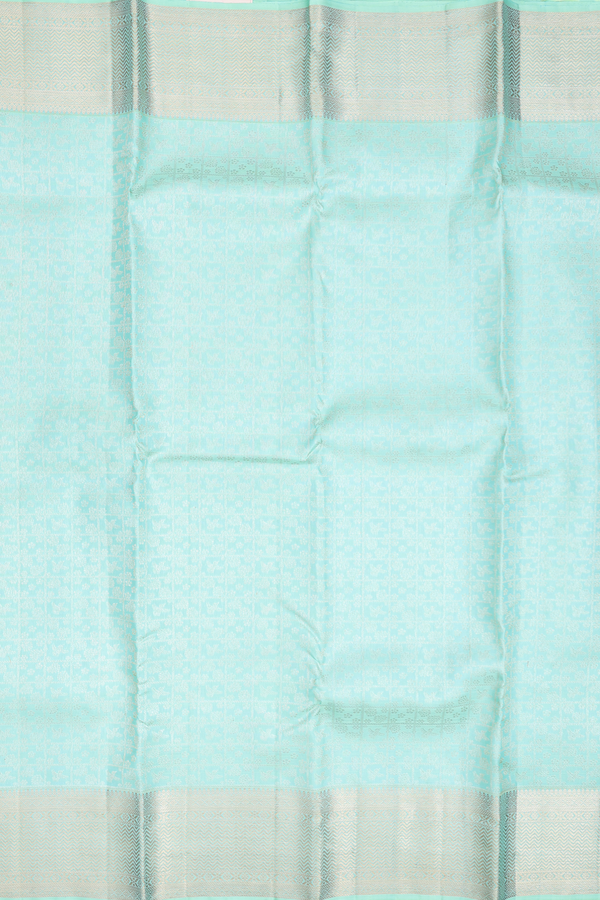 Kanchipuram Silk Saree In Seafoam Green With Brocade Design
