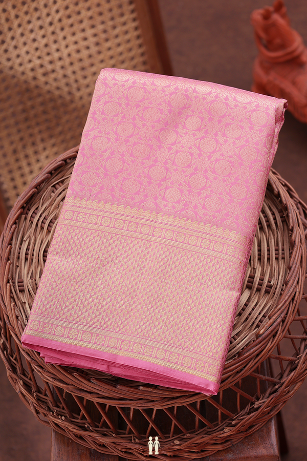 Kanchipuram Silk Saree In Pink With Rudraksh Design