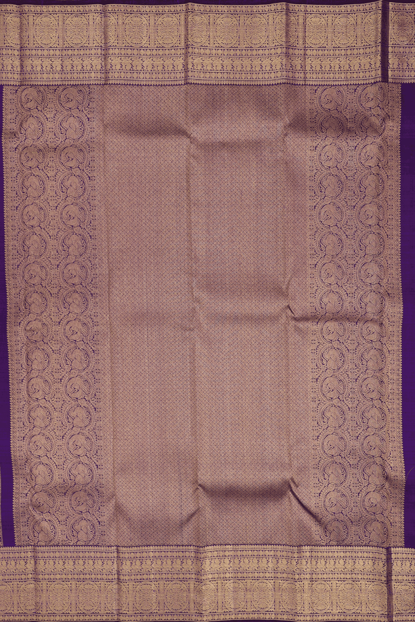 Kanchipuram Silk Saree In Navy Blue With Brocade Design