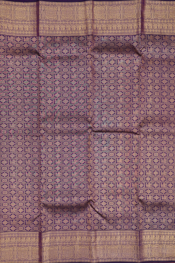 Kanchipuram Silk Saree In Navy Blue With Brocade Design