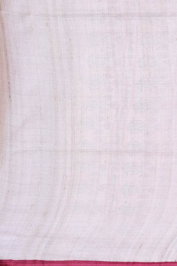 Tussar Silk Saree In Cream Color With Floral Design