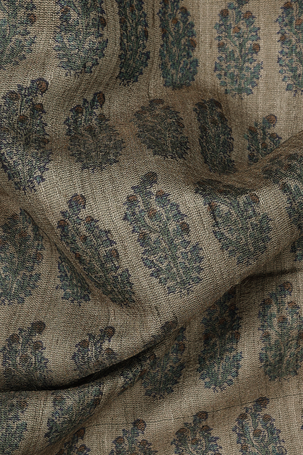 Tussar Silk Saree In Green With Floral Printed Design