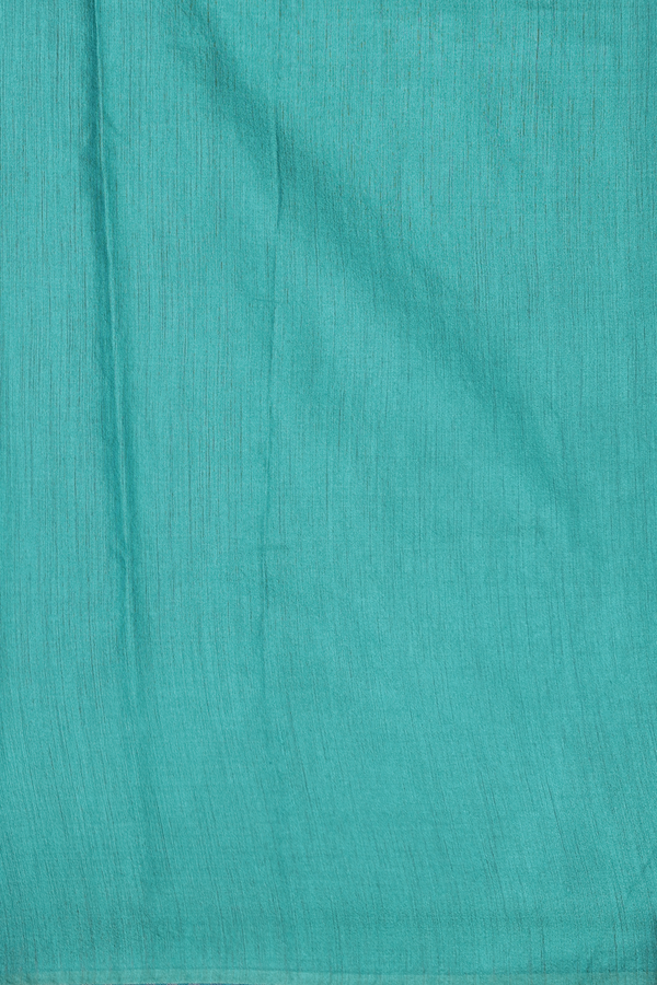 Tussar Silk Saree In Cerulean Blue With Floral Motifs