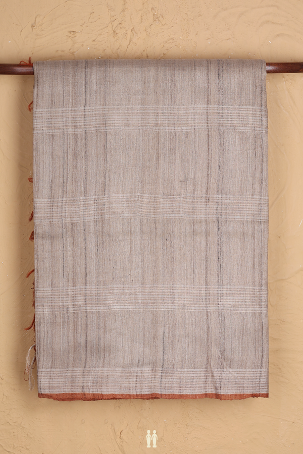 Tussar Silk Saree In Cream Color With Stripes Design