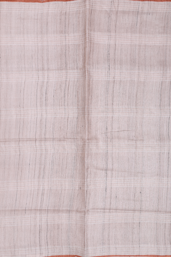 Tussar Silk Saree In Cream Color With Stripes Design
