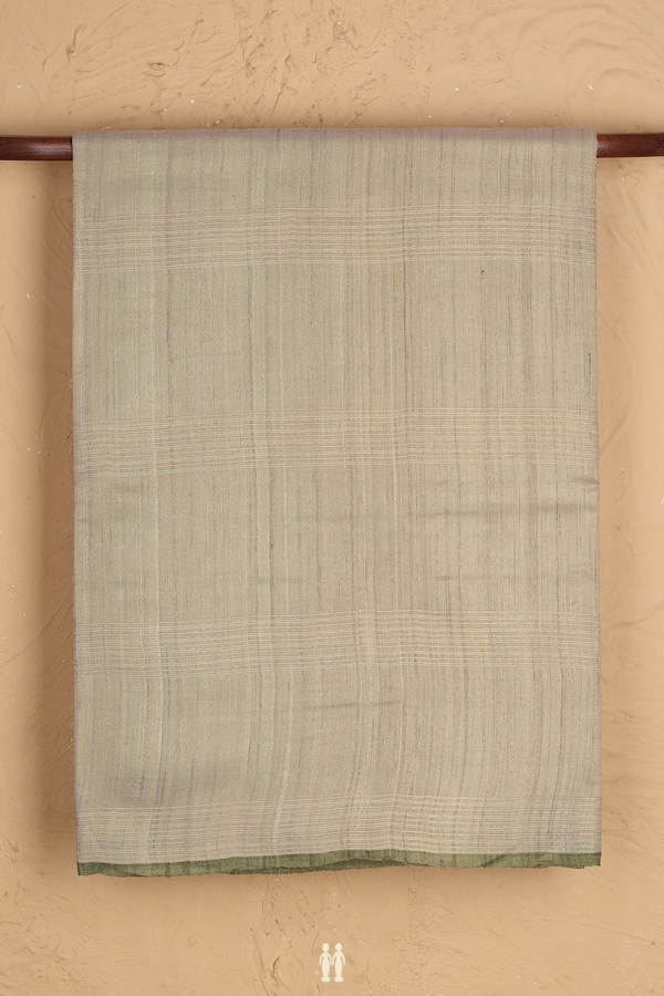 Tussar Silk Saree In Cream Color With Stripes Design
